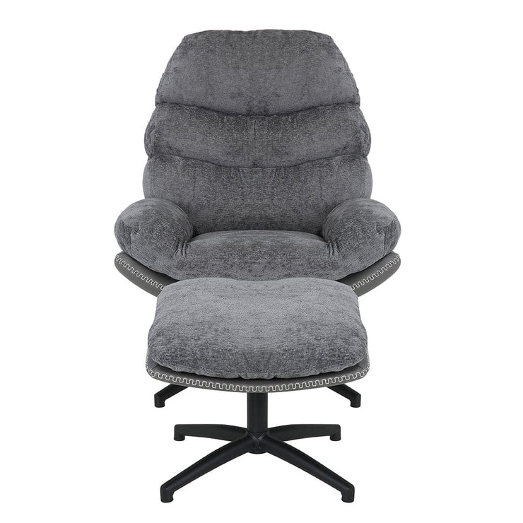 Manu Boucle Recliner Swivel Armchair With Footstool