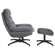 Manu Boucle Recliner Swivel Armchair With Footstool In Grey