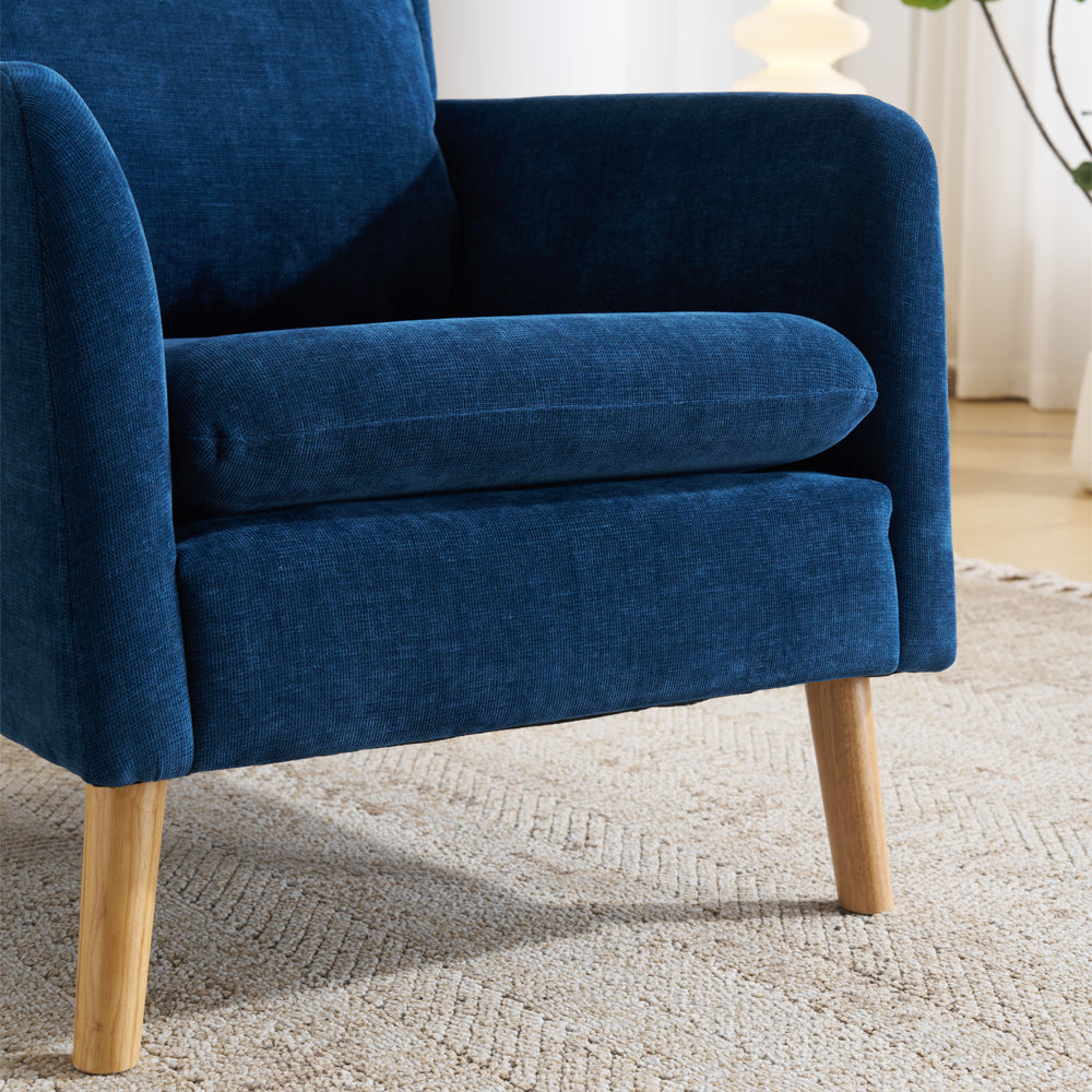 Modern Linen Accent Chair with Wooden Frame