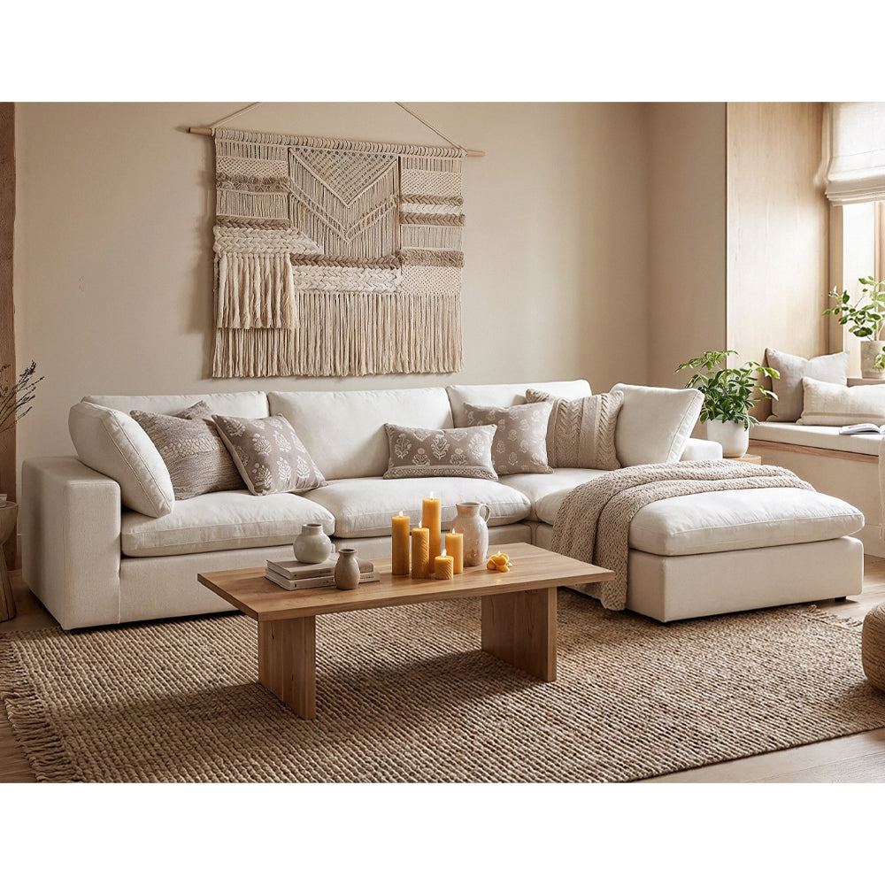 Marshmuff 3 Seater Resting Corner Sofa Set in Beige