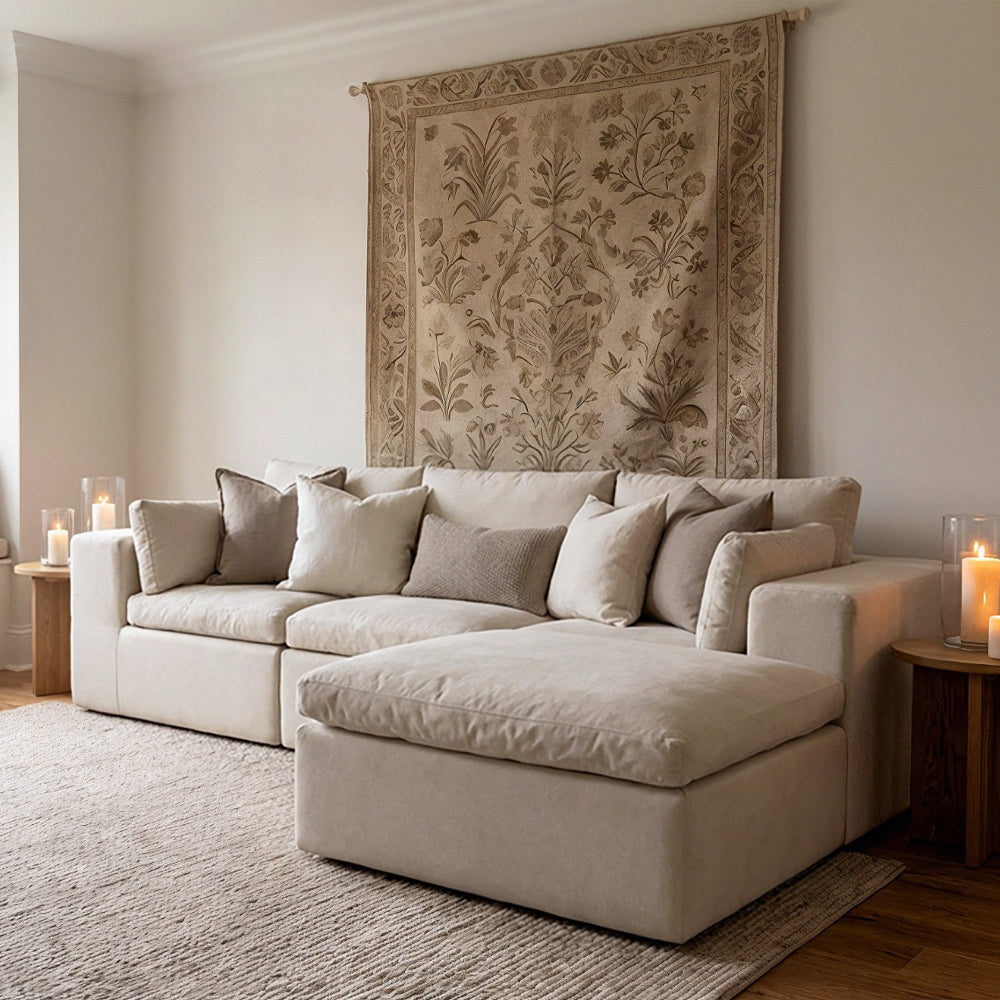 Marshmuff 3 Seater Resting Corner Sofa Set in Beige