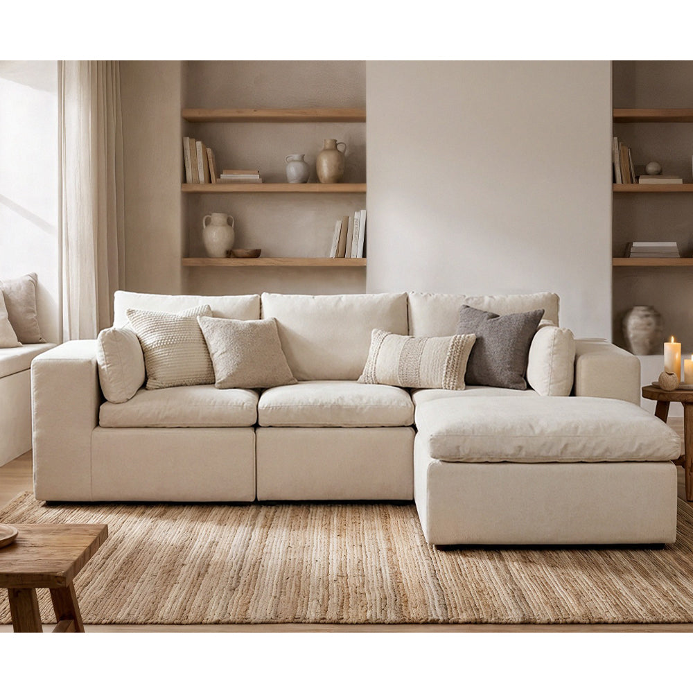 Marshmuff 3 Seater Resting Corner Sofa Set in Beige