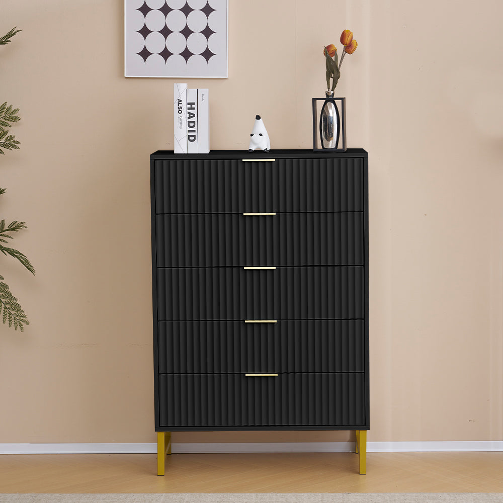 Mercury Ridged 5 Drawers Chest Storage Cabinet