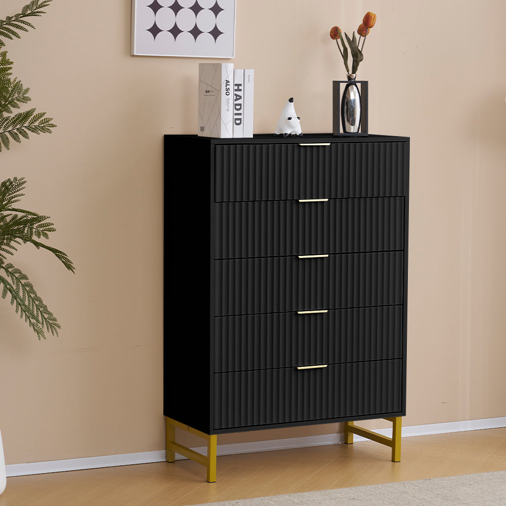 Mercury Ridged 5 Drawers Chest Storage Cabinet