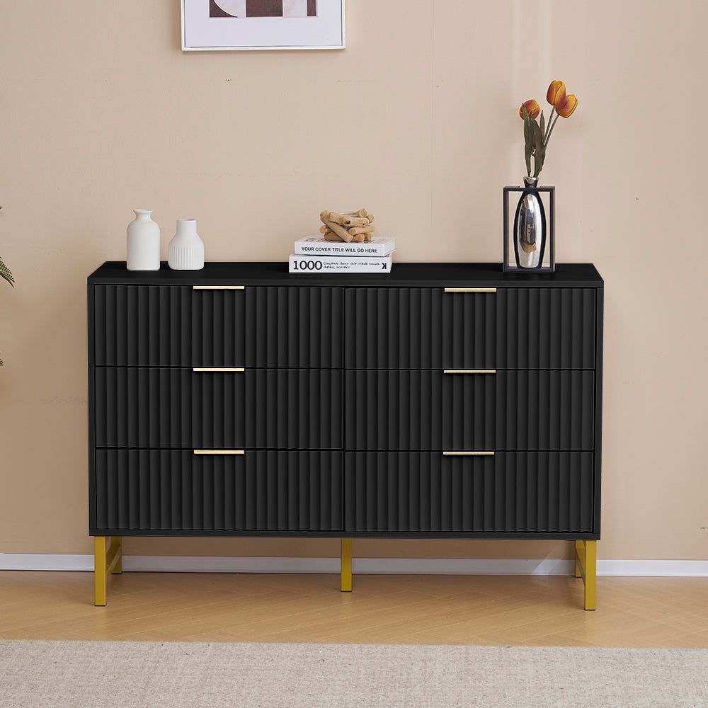 Mercury Ridged 6 Drawers Chest Beside Storage Cabinet