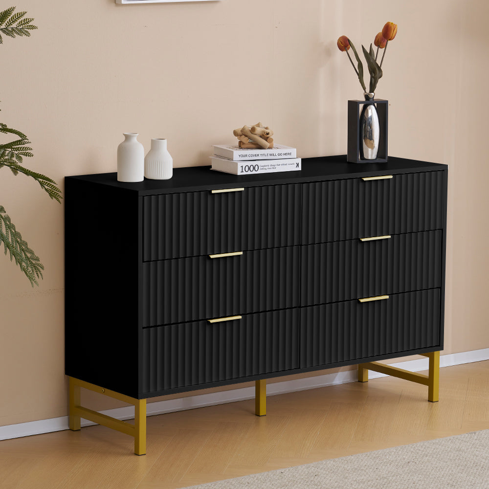 Mercury Ridged 6 Drawers Chest Beside Storage Cabinet