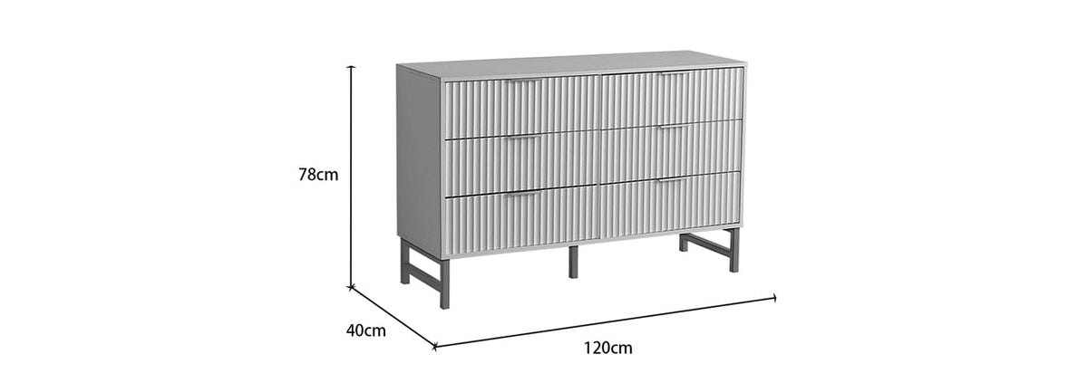 Mercury Ridged 6 Drawers Chest Beside Storage Cabinet In White