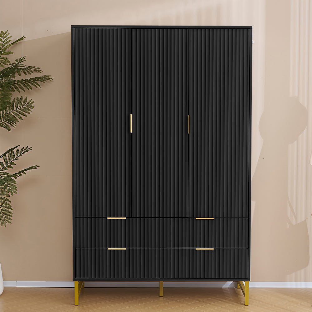 Mercury Ridged 3 Doors 4 Drawers Wardrobe
