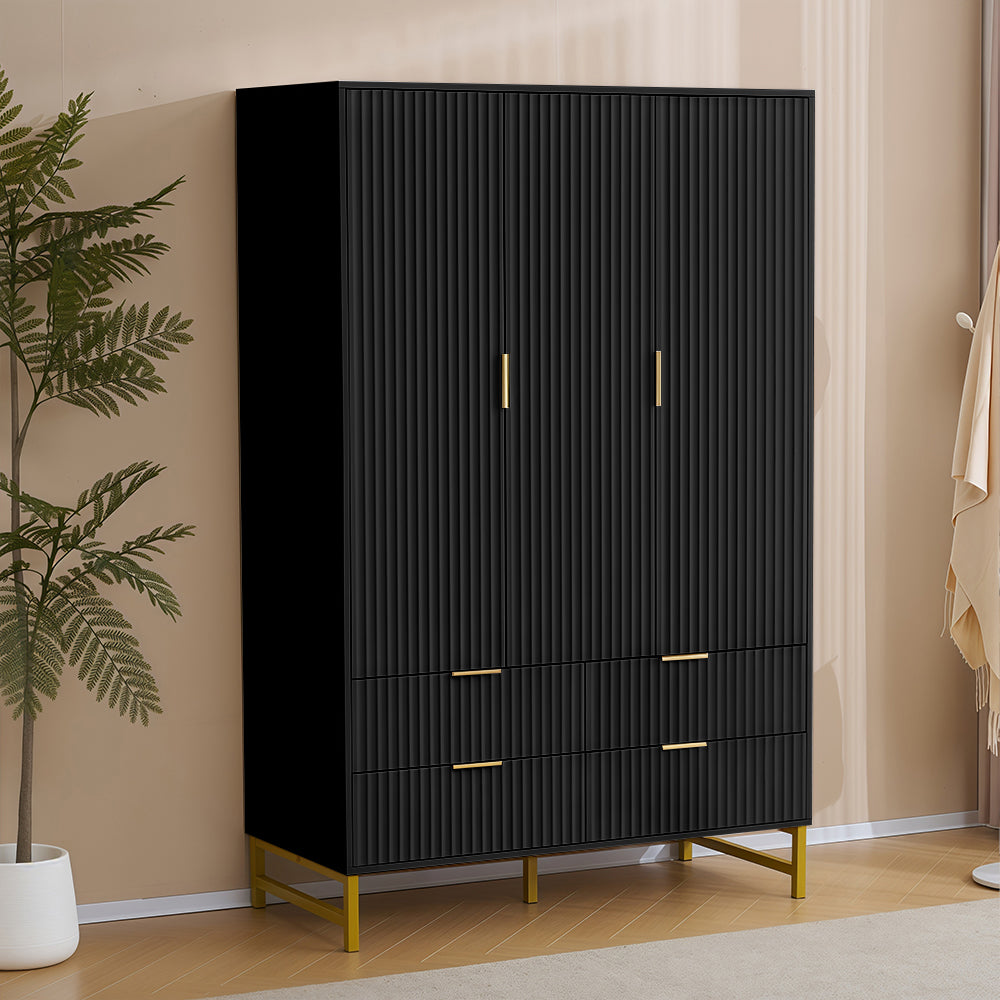 Mercury Ridged 4 Piece  Bedroom Set Wardrobe Chest