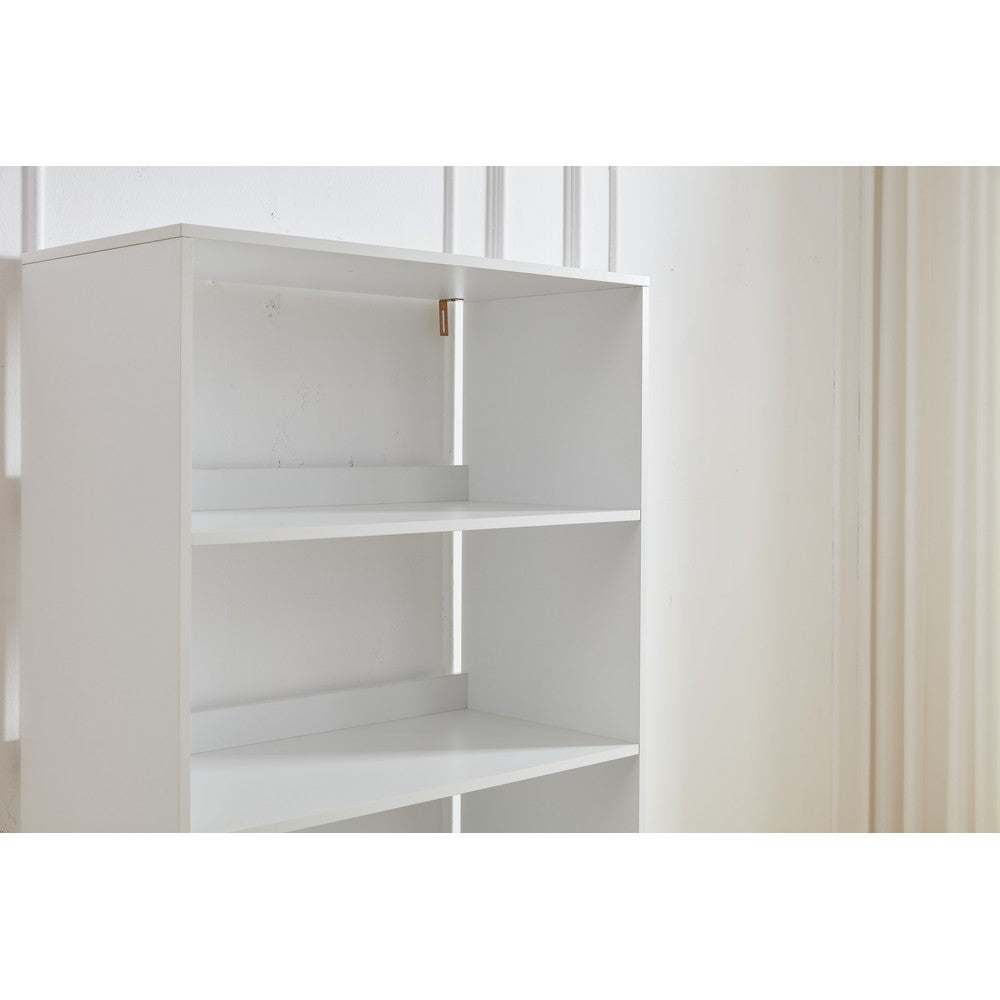 Modern White Storage Cabinet with Shelves – Living Room Bookcase with Cupboard