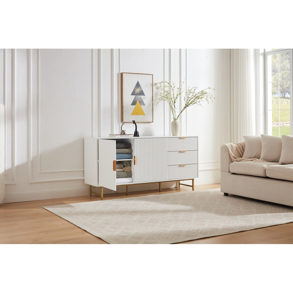 Mercury Ridged Extra Wide Sideboard, Matte White