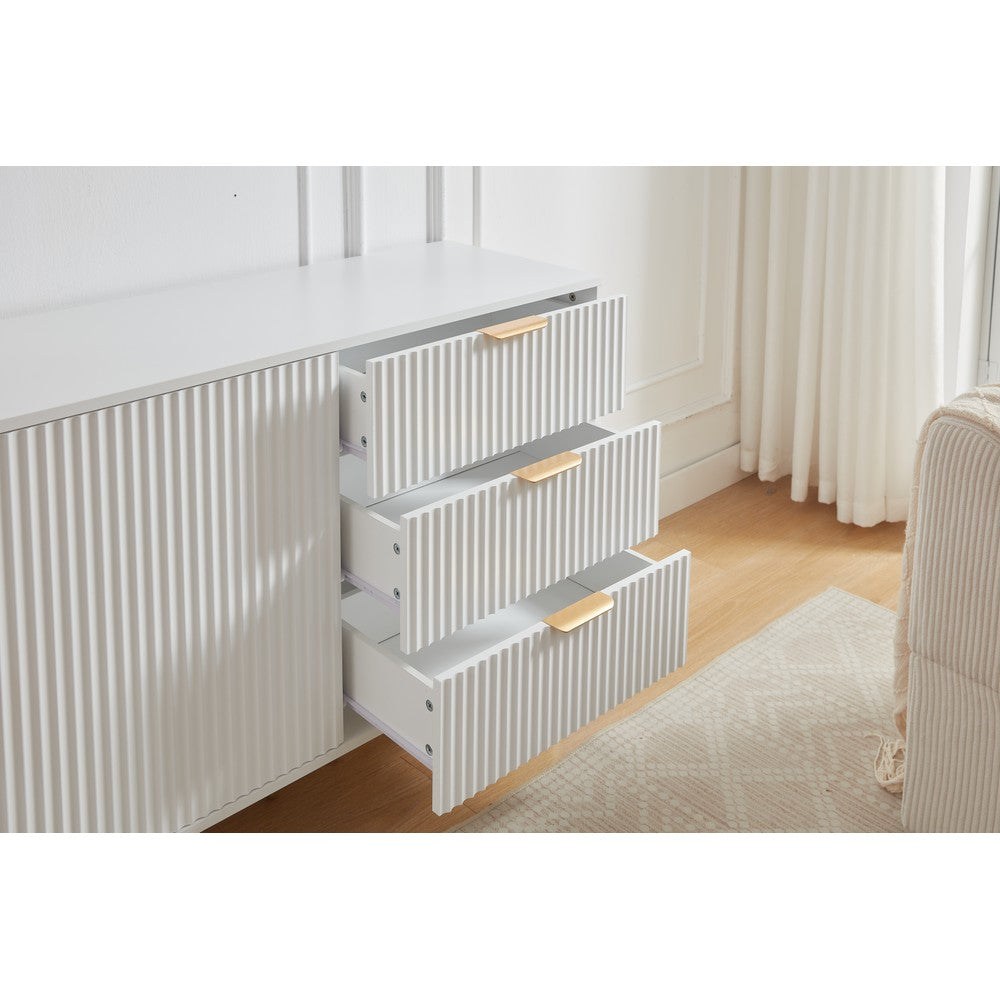 Mercury Ridged Extra Wide Sideboard, Matte White