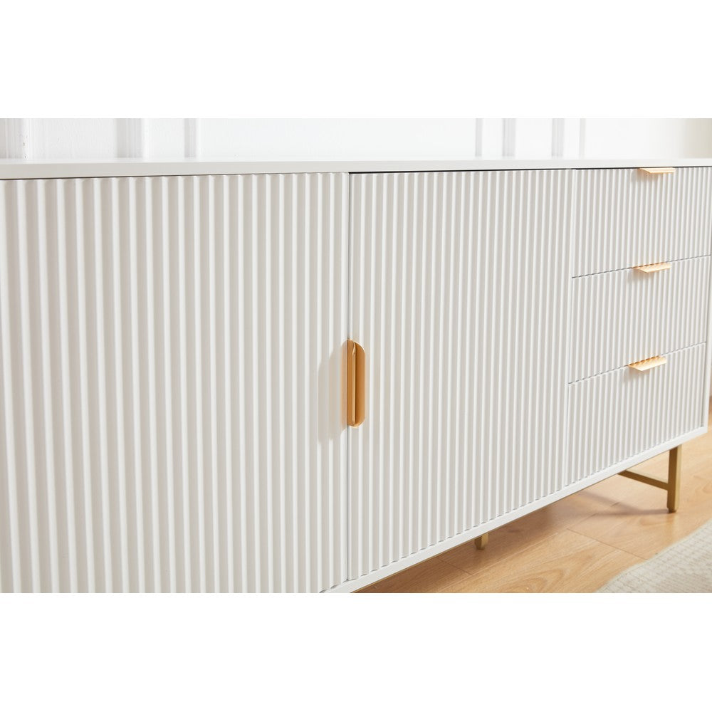 Mercury Ridged Extra Wide Sideboard, Matte White