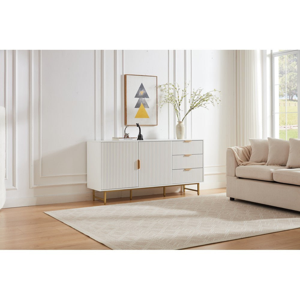 Mercury Ridged Extra Wide Sideboard, Matte White
