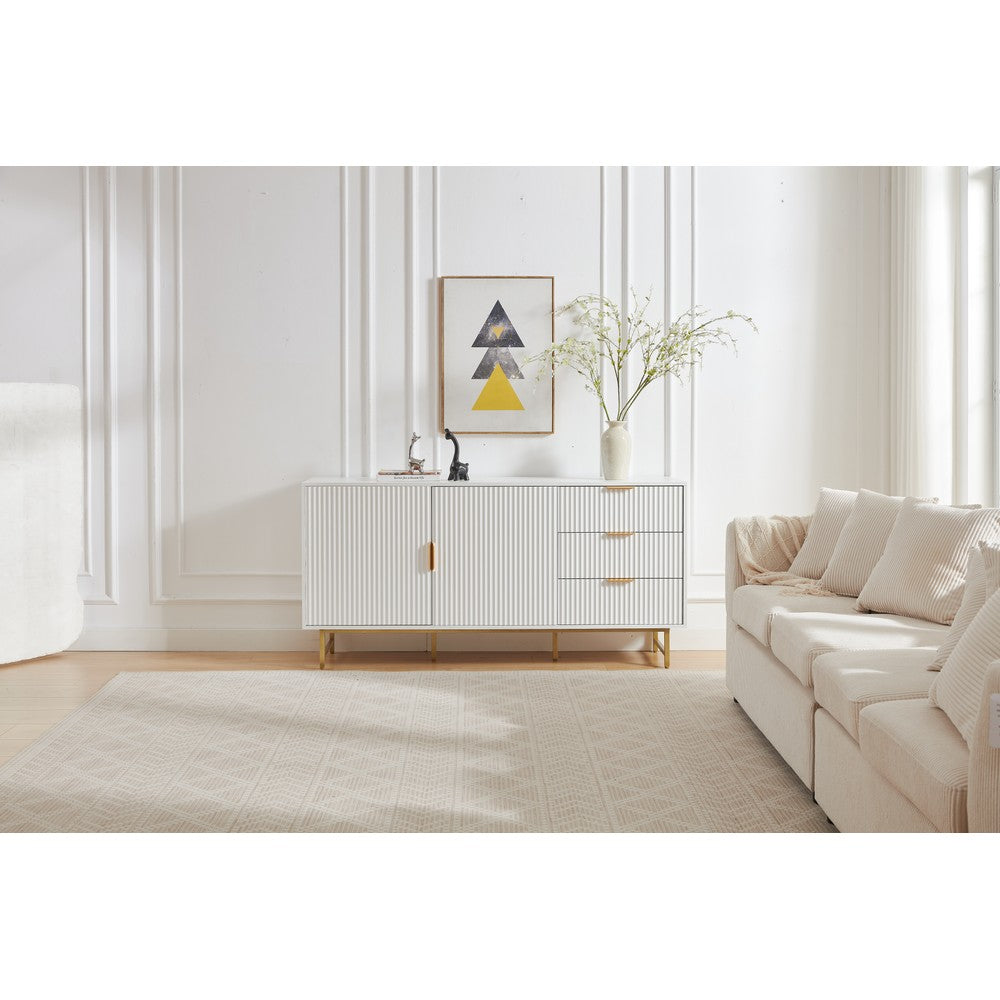 Mercury Ridged Extra Wide Sideboard, Matte White