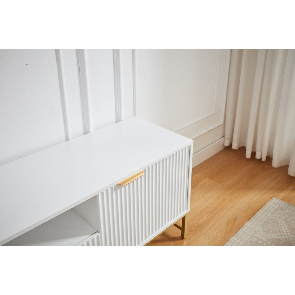 Mercury Modern Ridged TV Unit, Matte White