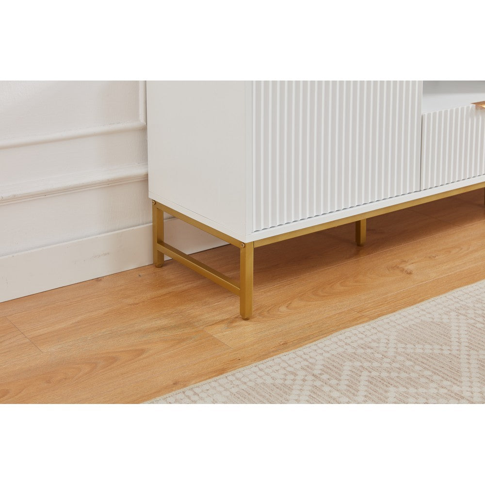 Mercury Modern Ridged TV Unit, Matte White