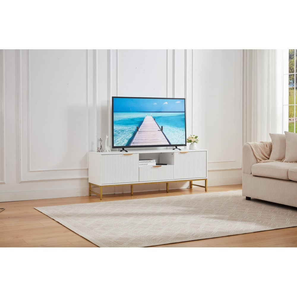 Mercury Modern Ridged TV Unit, Matte White