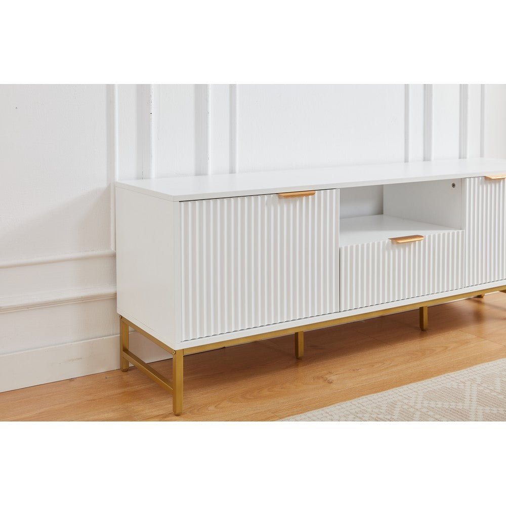 Mercury Modern Ridged TV Unit, Matte White