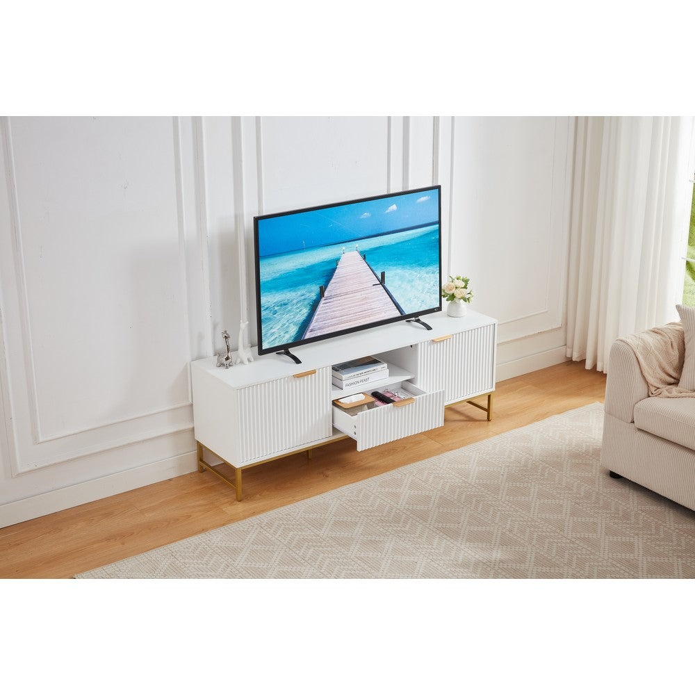 Mercury Modern Ridged TV Unit, Matte White