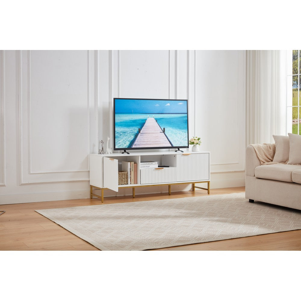 Mercury Modern Ridged TV Unit, Matte White