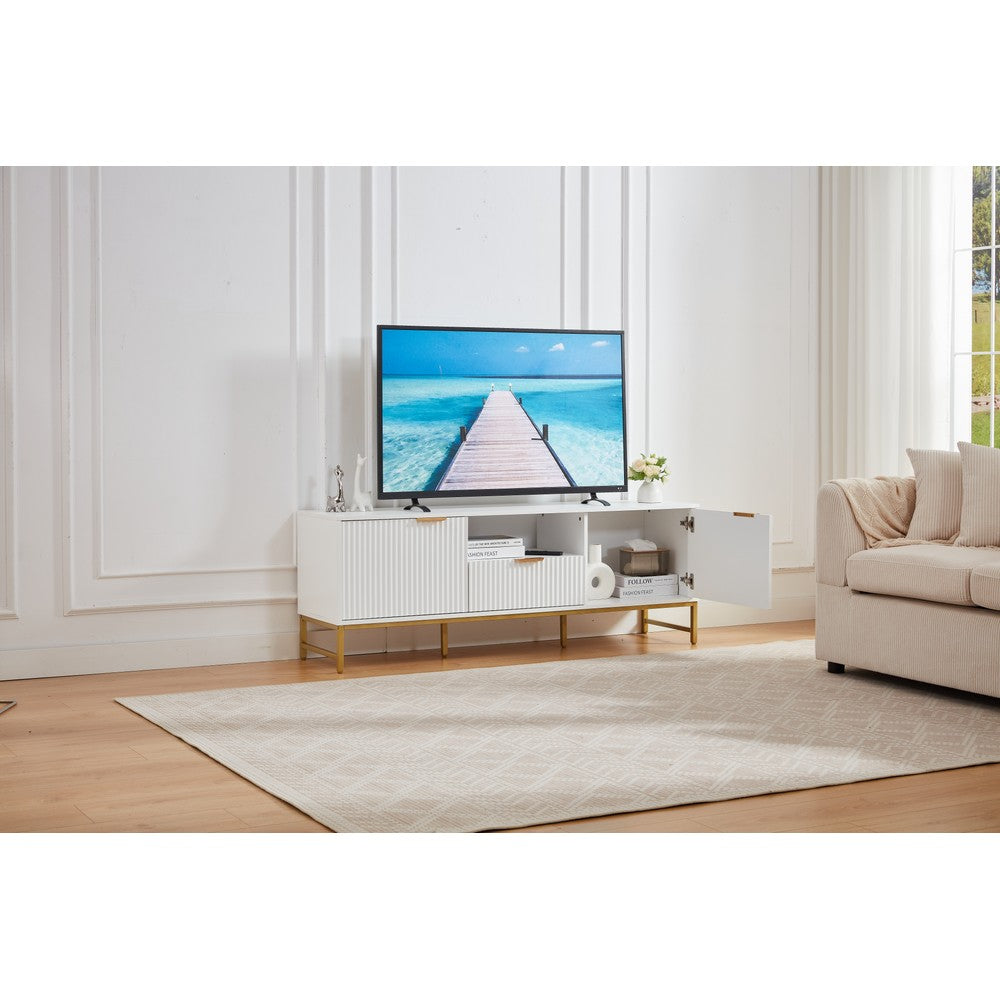 Mercury Modern Ridged TV Unit, Matte White