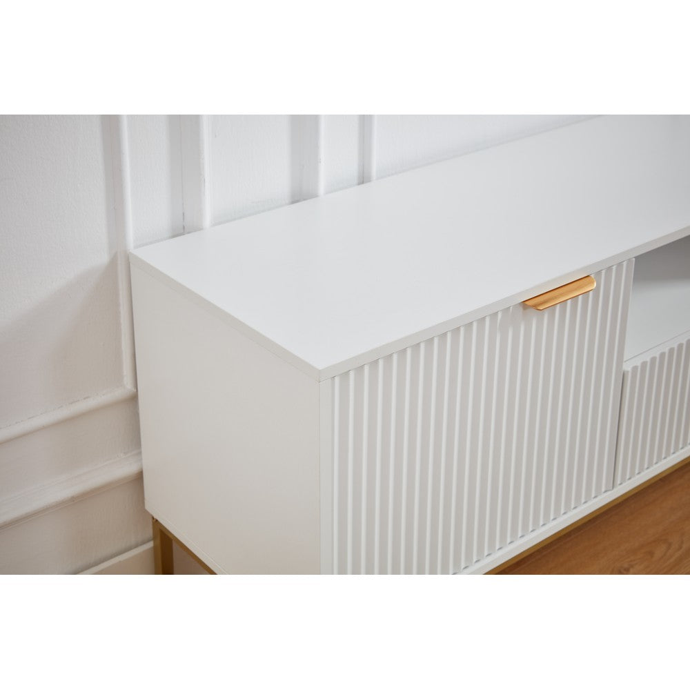Mercury Modern Ridged TV Unit, Matte White