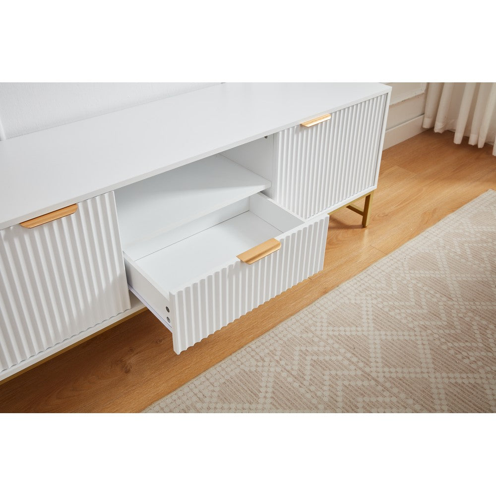 Mercury Modern Ridged TV Unit, Matte White