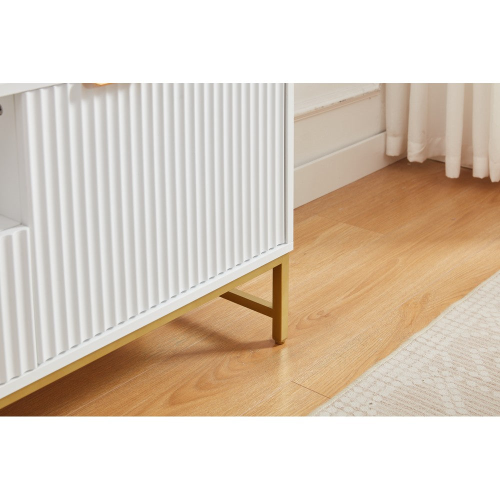 Mercury Modern Ridged TV Unit, Matte White