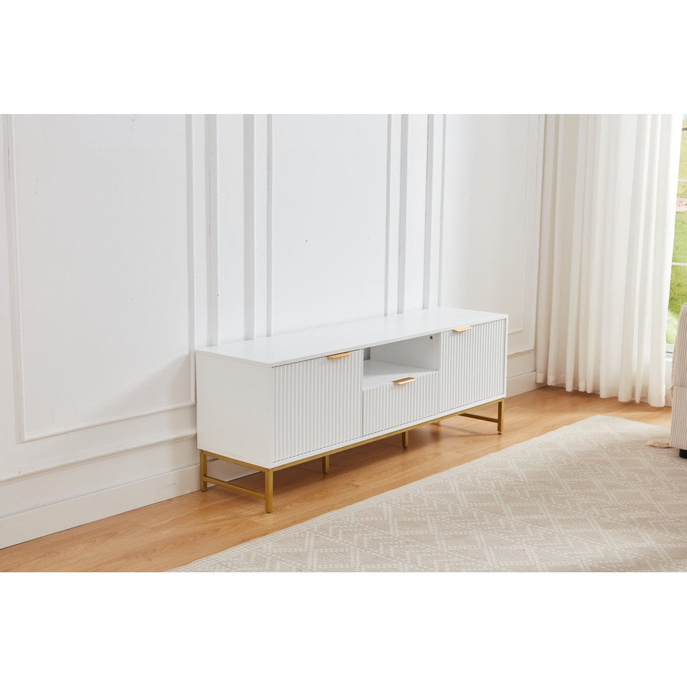 Mercury Modern Ridged TV Unit, Matte White