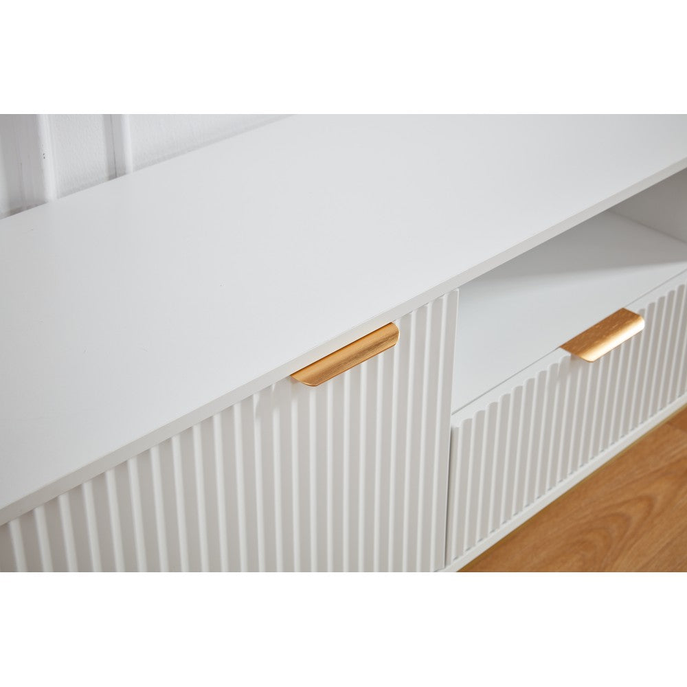 Mercury Modern Ridged TV Unit, Matte White