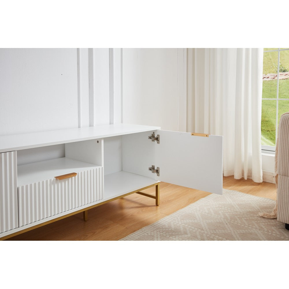 Mercury Modern Ridged TV Unit, Matte White