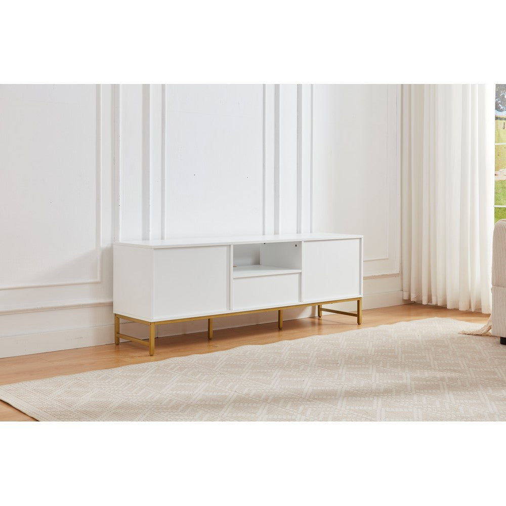 Mercury Modern Ridged TV Unit, Matte White