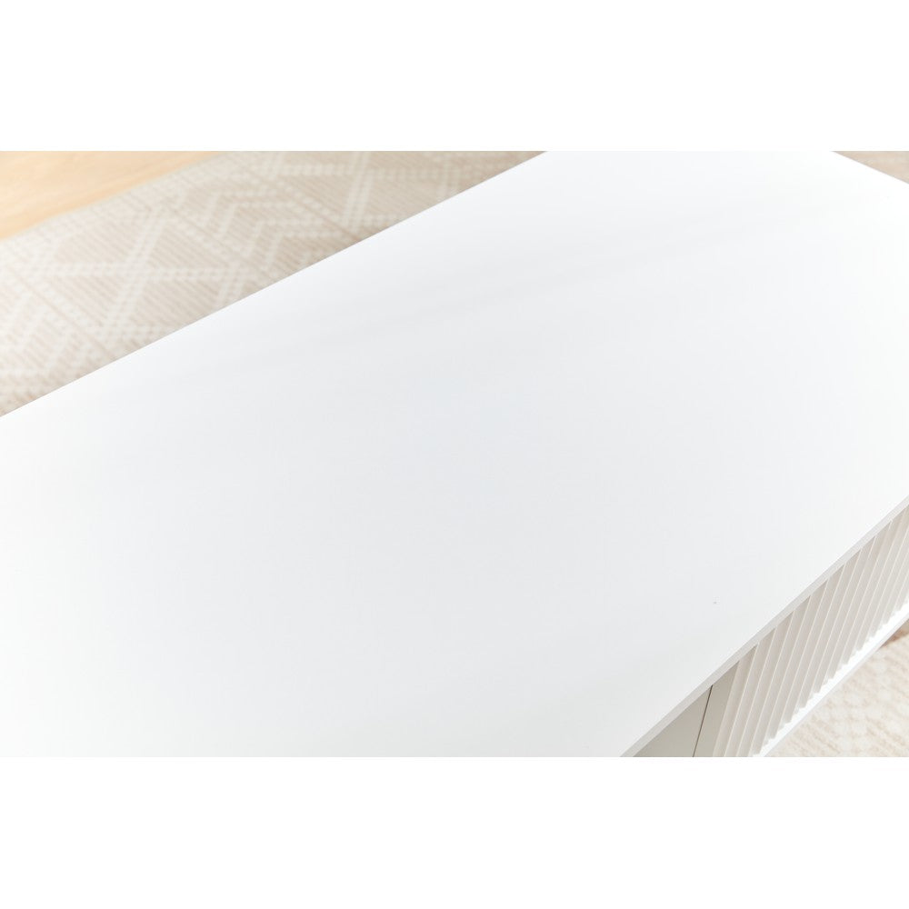 Mercury Modern Ridged Coffee Table in Matte White