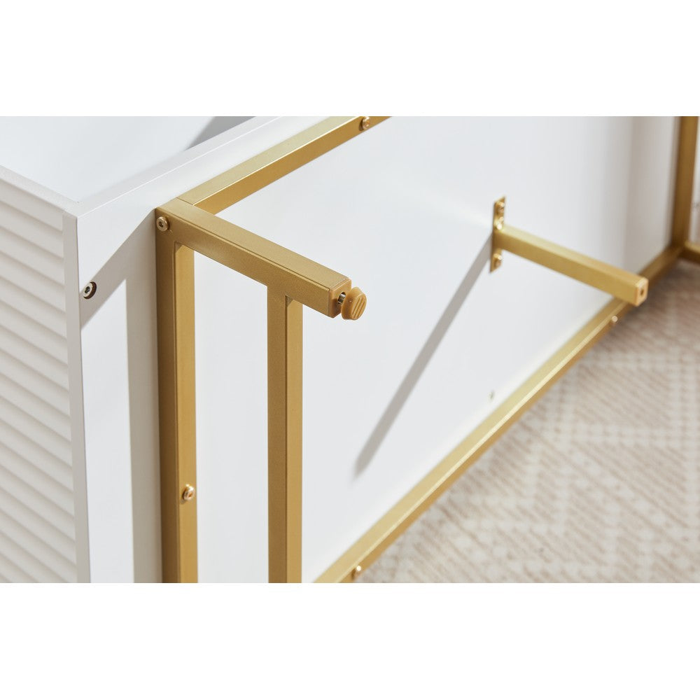 Mercury Modern Ridged Coffee Table in Matte White