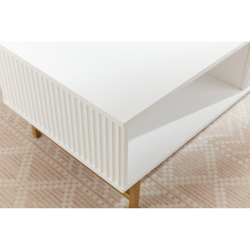 Mercury Modern Ridged Coffee Table in Matte White