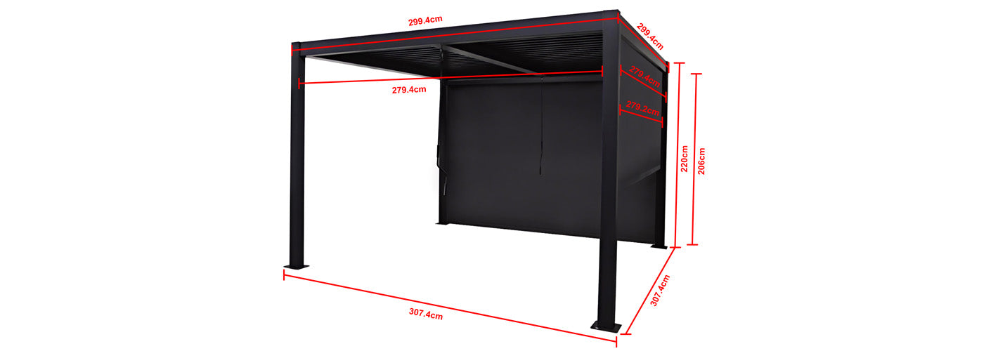 Berlin Outdoor Garden Patio Aluminium Pergola with Roof and Led Lighting