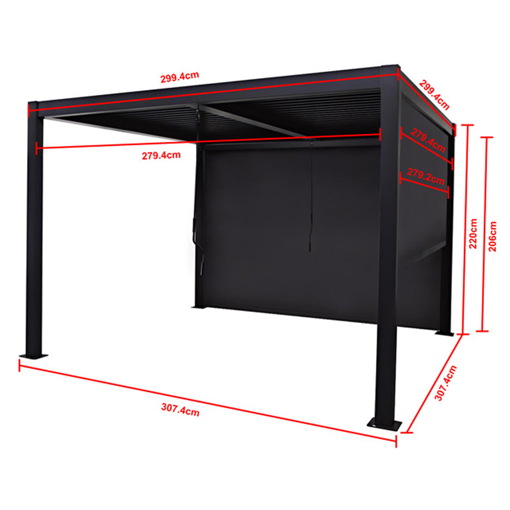 Berlin Outdoor Garden Patio Aluminium Pergola with Roof and Led Lighting