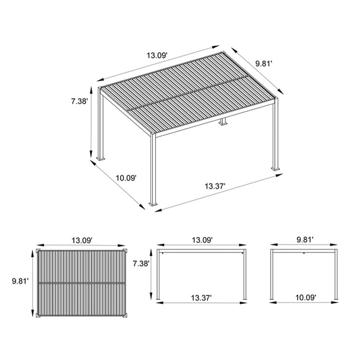 Berlin Outdoor Garden Patio Aluminium Pergola with Roof and Led Lighting
