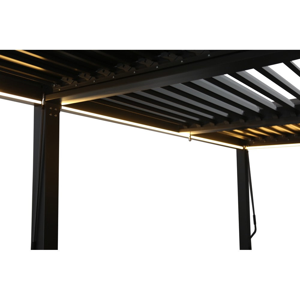 Berlin Outdoor Garden Patio Aluminium Pergola with Roof and Led Lighting