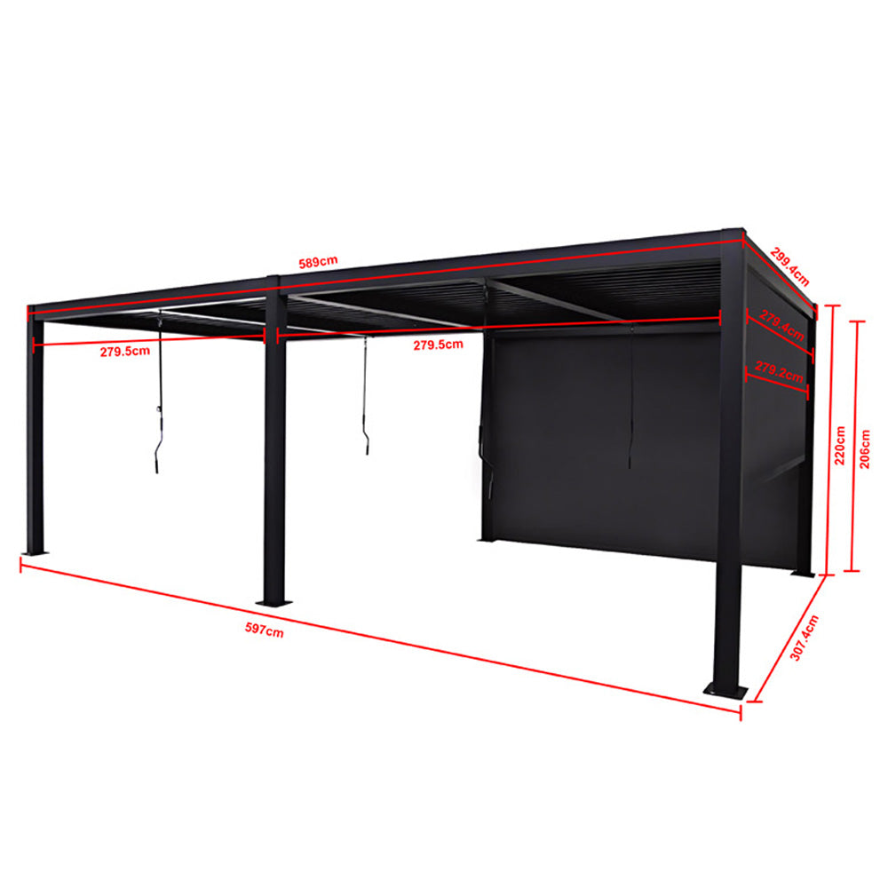 Berlin Outdoor Garden Patio Aluminium Pergola with Roof and Led Lighting