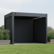 Berlin Plus Aluminium 3m x 3m Square Pergola with 3 Or 4 Manual Side Blinds and LED Lighting in Grey