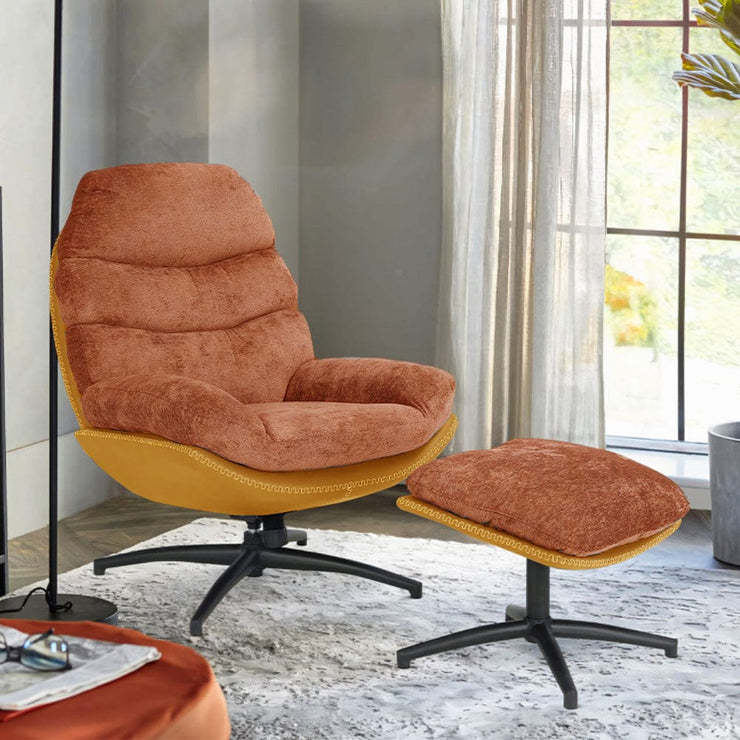 Manu Boucle Recliner Swivel Armchair With Footstool