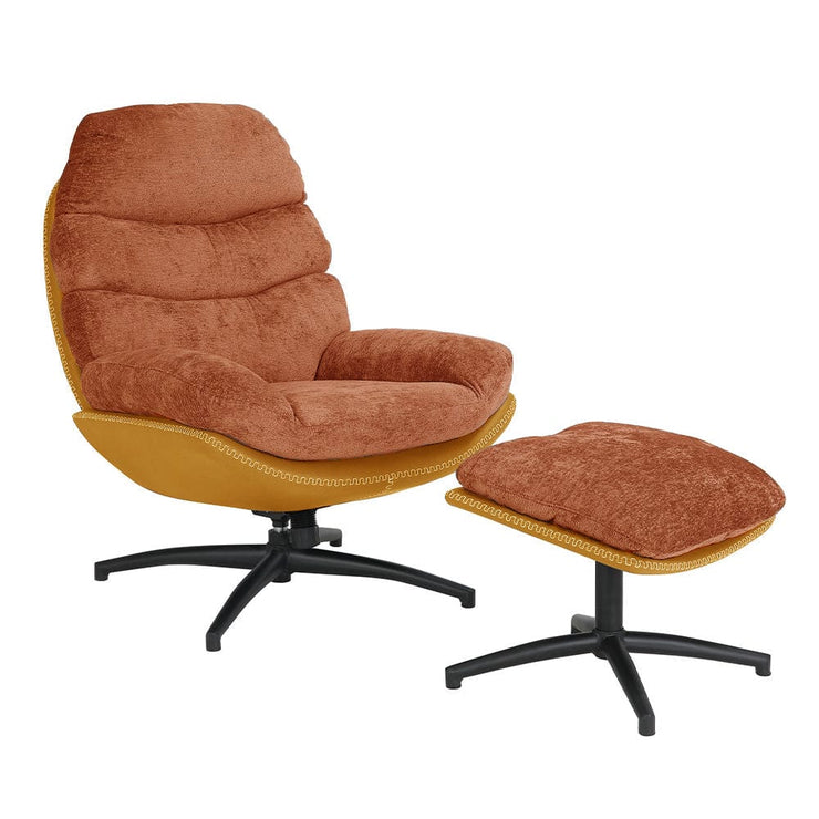 Manu Boucle Recliner Swivel Armchair With Footstool