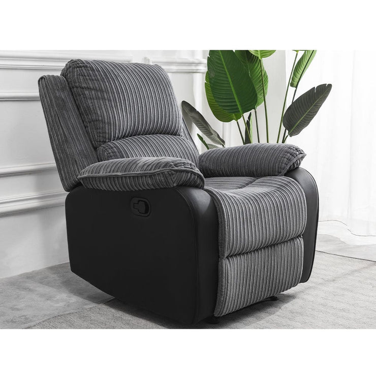 Boston 3+1+1 Grey Plush Fabric Manual Recliner Sofa Set