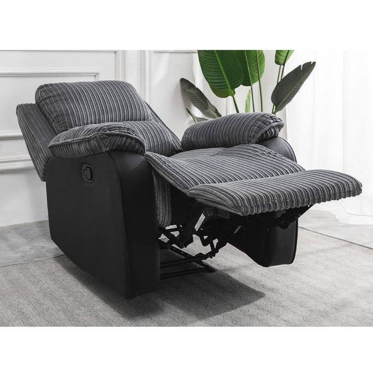 Boston 3+1+1 Grey Plush Fabric Manual/Electric Recliner Sofa Set