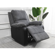 Boston 2+1+1 Grey Plush Fabric Manual Recliner Sofa Set