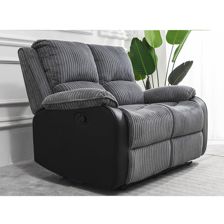 Boston 2+1+1 Grey Plush Fabric Manual Recliner Sofa Set