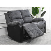 Boston 2+1+1 Grey Plush Fabric Manual Recliner Sofa Set