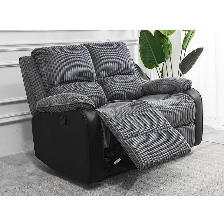 Boston 2+1+1 Grey Plush Fabric Manual/Electric Recliner Sofa Set
